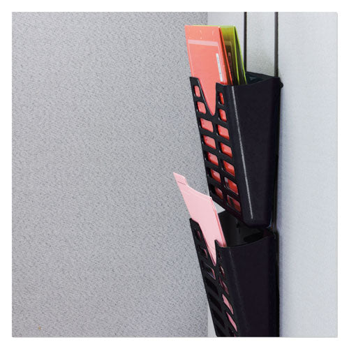 Verticalmate Cubicle Wall File Pocket, 3 Sections, Letter Size, 13.5" X 6" X 28", Charcoal, 3/pack.