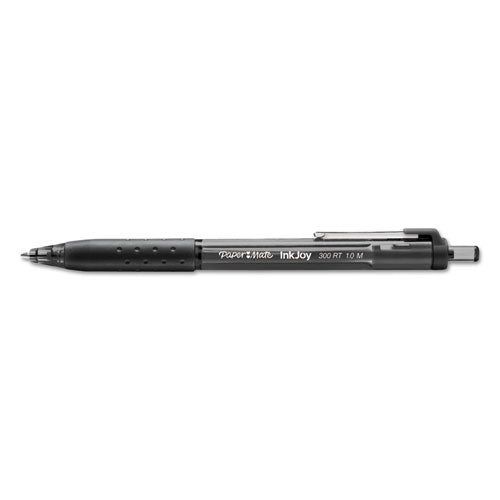 Inkjoy 300 Rt Ballpoint Pen, Refillable, Retractable, Medium 1 Mm, Black Ink, Black Barrel, 24/pack.