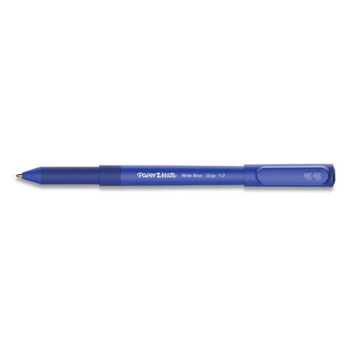 Write Bros. Grip Ballpoint Pen, Stick, Medium 1 Mm, Blue Ink, Blue Barrel, Dozen.