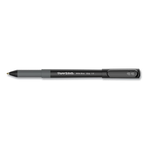 Write Bros. Grip Ballpoint Pen, Stick, Medium 1 Mm, Black Ink, Black Barrel, Dozen.