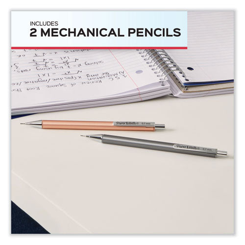 Advanced Mechanical Pencils, 0.5 Mm, Hb (#2), Black Lead, Black; Gray Barrel, 2/pack.