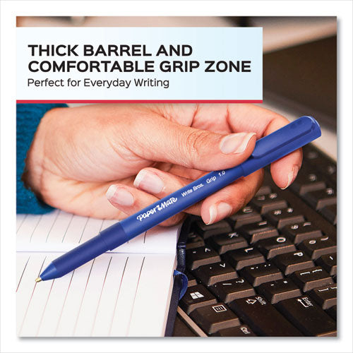 Write Bros. Grip Ballpoint Pen, Stick, Medium 1 Mm, Black Ink, Black Barrel, 36/pack.