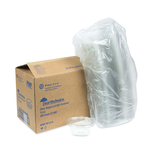 Earthchoice Recycled Pet Hinged Container,16 Oz, 4.92 X 5.87 X 2.48, Clear, Plastic, 200/carton