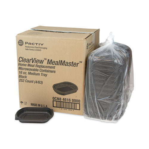 Earthchoice Mealmaster Container, 16 Oz, 8.13 X 6.5 X 1, Black, Plastic, 252/carton.