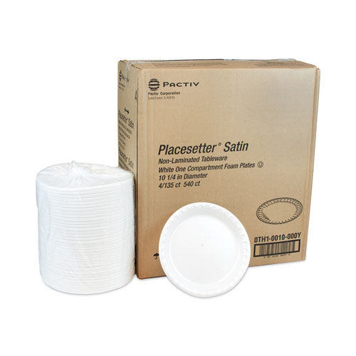 Placesetter Satin Non-laminated Foam Dinnerware, Plate, 10.25" Dia, White, 540/carton.