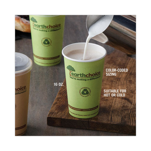 Earthchoice Compostable Paper Cup, 16 Oz, Green, 1,000/carton.