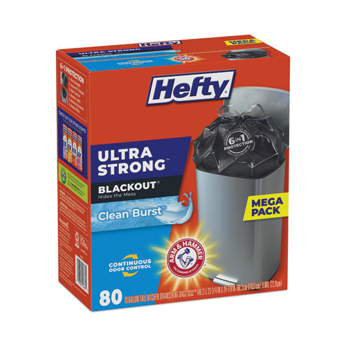 Ultra Strong Blackout Tall-kitchen Drawstring Bags,13 Gal, Citrus Twist Scent, 23.75" X 24.88", Black, 80/box