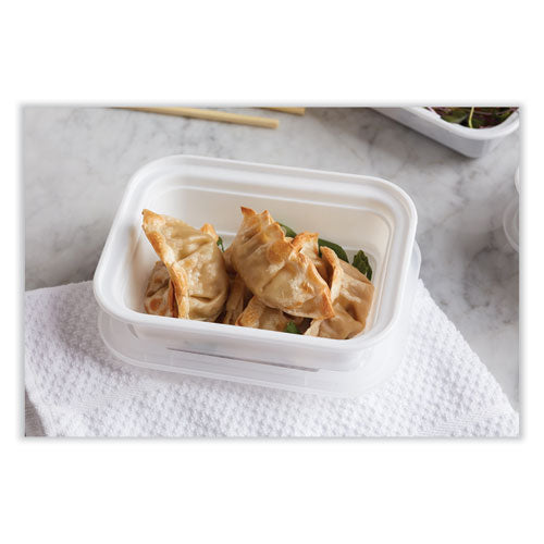 Newspring -Versatainer Microwavable Containers, Rectangular, 12 Oz, 4.5 X 5.5 X 2.12, White/clear, Plastic, 150/carton