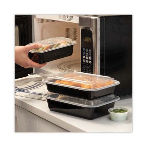 Newspring Versatainer Microwavable Containers, 24 Oz, 5 X 7.25 X 2, Black/clear, Plastic, 150/carton.