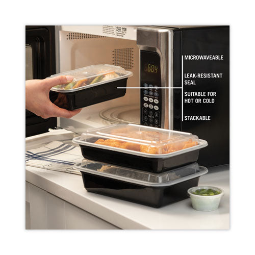 Newspring Versatainer Microwavable Containers, 24 Oz, 5 X 7.25 X 2, Black/clear, Plastic, 150/carton.