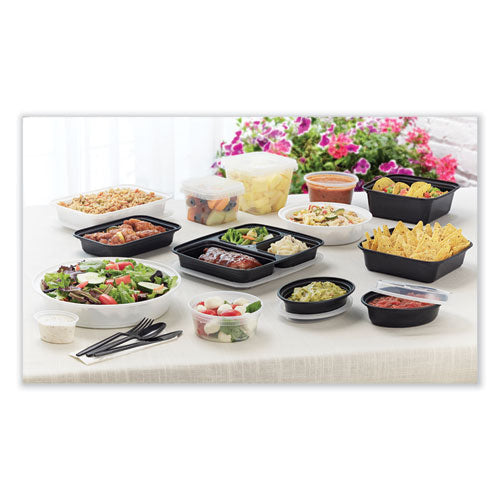 Newspring Versatainer Microwavable Containers,Oval, 8 Oz, 5.7 X 4 X 1.45, Black/clear, Plastic, 150/carton