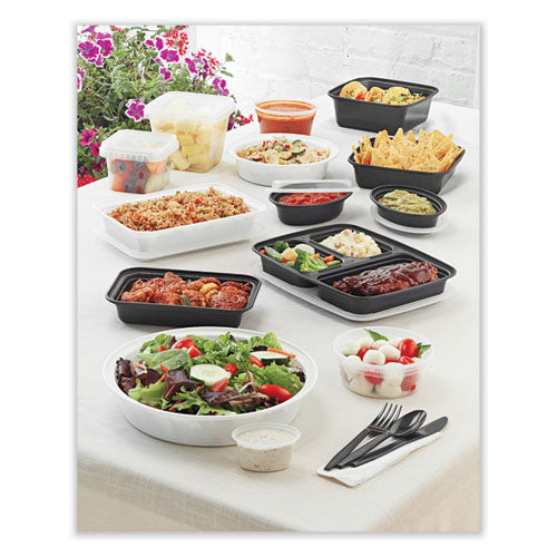 Newspring Versatainer Microwavable Containers,Oval, 8 Oz, 5.7 X 4 X 1.45, Black/clear, Plastic, 150/carton