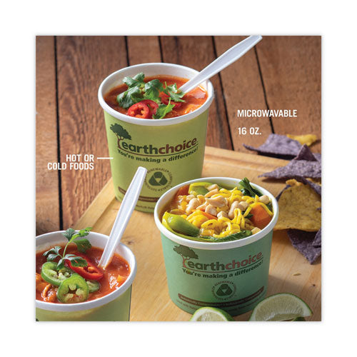 Earthchoice Compostable Soup Cup Large, 16 Oz,3.63" Diameter X 3.88"h, Green, Paper, 500/carton