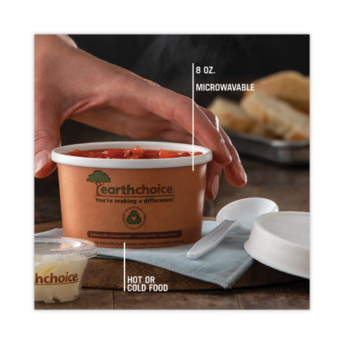 Earthchoice Compostable Soup Cup, Small, 8 Oz, 3 X 3 X 3, Brown, Paper, 500/carton.