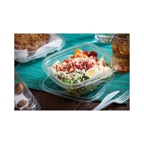 Earthchoice Recycled Pet Container Lid, For 24-32 Oz Container Bases,7.38 X 7.38 X 0.82, Clear, Plastic, 300/carton