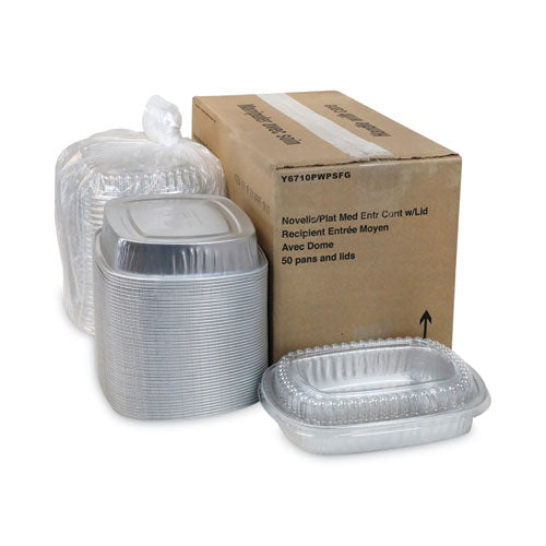 Classic Carry-out Container, 46 Oz, 9.75 X 7.75 X 1.75, Silver, Aluminum, 50/carton.