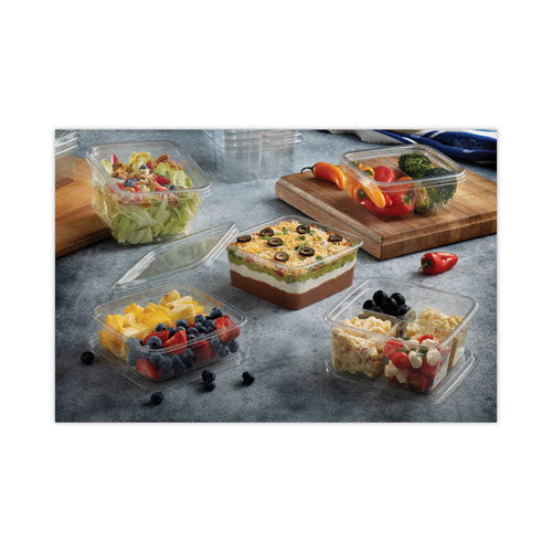 Earthchoice Square Recycled Bowl,4-compartment,32 Oz, 6.13 X 6.13 X 2.61, Clear, Plastic, 360/carton