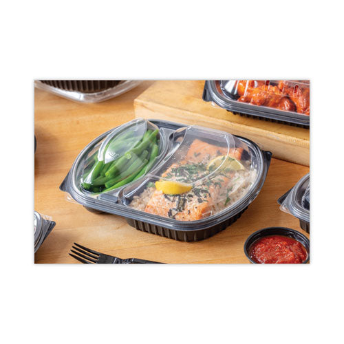 Clearview Mealmaster Lid With Fog Gard Coating, Large 2-compartment Dome Lid,9.38 X 8 X 1.25, Clear, Plastic, 252/carton