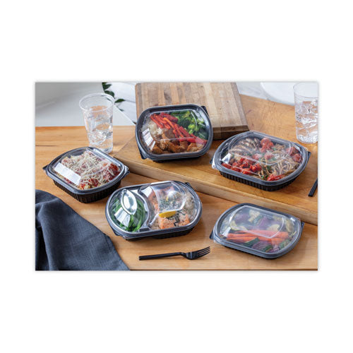 Clearview Mealmaster Lid With Fog Gard Coating, Large 2-compartment Dome Lid,9.38 X 8 X 1.25, Clear, Plastic, 252/carton