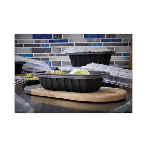 Earthchoice Entree2go Takeout Container, 24 Oz, 8.66 X 5.75 X 1.97, Black, Plastic, 300/carton.