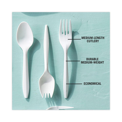 Fieldware Cutlery, Fork, Mediumweight, White, 1,000/carton.