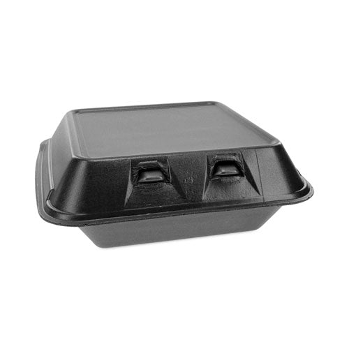 Smartlock Foam Hinged Lid Container,Medium, 3-compartment, 8 X 8.5 X 3, Black, 150/carton