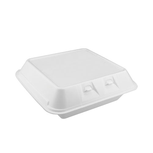 Smartlock Foam Hinged Lid Container, Large, 3-compartment,9 X 9.25 X 3.25, White, 150/carton