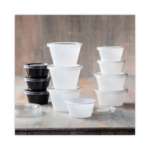 Plastic Portion Cup Lid, Fits 1.5 Oz To 2.5 Oz Cups, Clear, 100/pack, 24 Packs/carton.