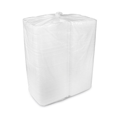 Vented Foam Hinged Lid Container, Dual Tab Lock, 9.13 X 9 X 3.25, White, 150/carton.