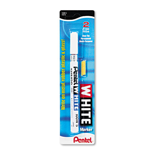 White Permanent Marker, Fine Bullet Tip, White.