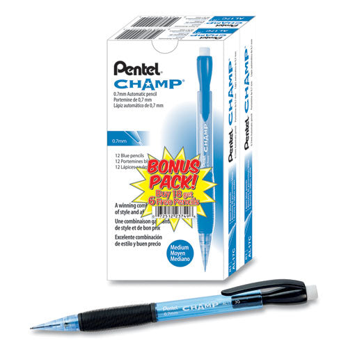 Champ Mechanical Pencil Value Pack, 0.7 Mm, Hb (#2), Black Lead, Blue Barrel, 24/pack.