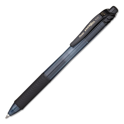 Energel-x Gel Pen, Retractable, Medium 0.7 Mm, Black Ink, Smoke/black Barrel, 24/pack.