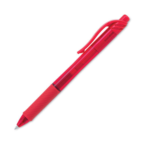 Energel-x Gel Pen, Retractable, Medium 0.7 Mm, Red Ink, Translucent Red/red Barrel, Dozen.