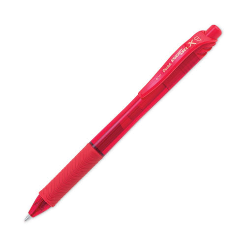 Energel-x Gel Pen, Retractable, Medium 0.7 Mm, Red Ink, Translucent Red/red Barrel, Dozen.