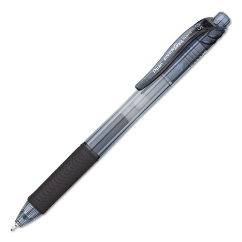 Energel-x Gel Pen, Retractable, Fine 0.5 Mm Needle Tip, Black Ink, Clear/black Barrel, 24/pack.