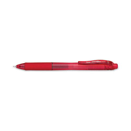 Energel-x Gel Pen, Retractable, Fine 0.5 Mm Needle Tip, Red Ink, Translucent Red/red Barrel, Dozen.