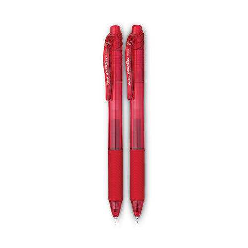 Energel-x Gel Pen, Retractable, Fine 0.5 Mm Needle Tip, Red Ink, Translucent Red/red Barrel, Dozen.