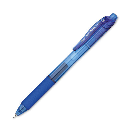 Energel-x Gel Pen, Retractable, Fine 0.5 Mm Needle Tip, Blue Ink, Translucent Blue/blue Barrel, Dozen.