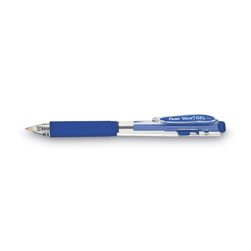 Wow! Gel Pen, Retractable, Medium 0.7 Mm, Blue Ink, Clear/blue Barrel, Dozen.