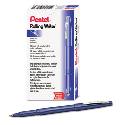 Rolling Writer Roller Ball Pen, Stick, Medium 0.8 Mm, Blue Ink, Blue Barrel, Dozen.