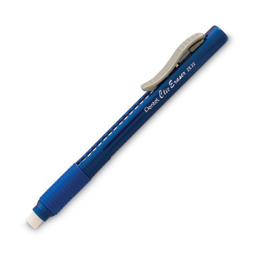 Clic Eraser Grip Eraser, For Pencil Marks, White Eraser, Blue Barrel.