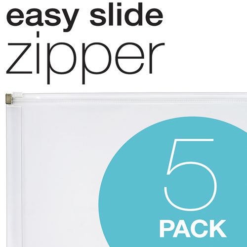 Poly Zip Envelope, Zipper Closure, 10 X 13, Clear, 5/pack.