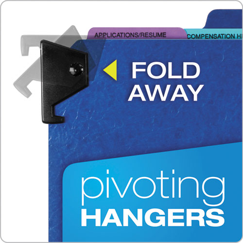 Hanging-style Personnel Folders, 5 Dividers With 1/5-cut Tabs, Letter Size, 1/3-cut Exterior Tabs, Blue.