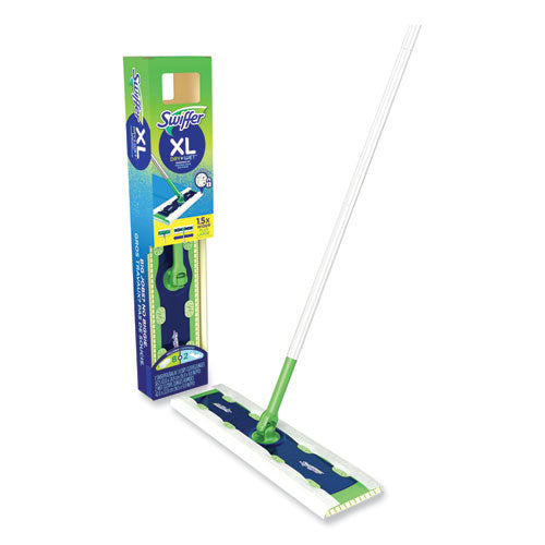 Sweeper Mop, 16.5 X 9 White Cloth Head, 46" Green/silver Aluminum/plastic Handle.