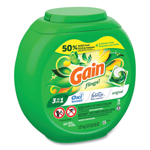 Gain Flings Detergent Pods, Original, 76 Pods/Tub (ESPGC09207CT)