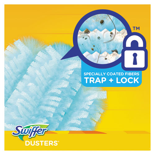 Dusters Starter Kit, Dust Lock Fiber, 6" Handle, Blue/yellow, 6/carton.