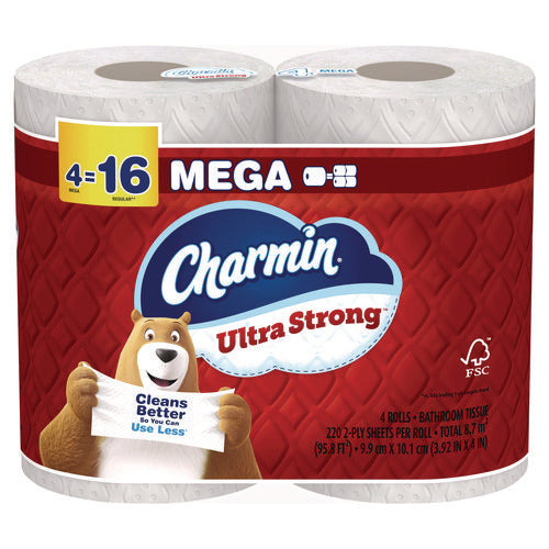 Ultra Strong Bathroom Tissue, Septic Safe, 2-ply, White, 220 Sheet/roll, 4/pack, 8 Packs/carton