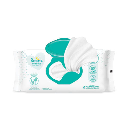 Sensitive Baby Wipes, 1-ply, 6.8 X 7, Unscented, White, 56/pack, 8 Packs/carton.