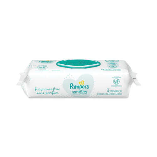 Sensitive Baby Wipes, 1-ply, 6.8 X 7, Unscented, White, 56/pack, 8 Packs/carton.