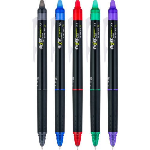 Frixion Synergy Clicker Erasable Gel Pen, Retractable, Extra-fine 0.5 Mm, Assorted Ink/barrel Colors, 5/pack